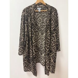 Catherines Cardigan Woman's Plus 3X Brown & Beige Open Front Sweater Long Sleeve